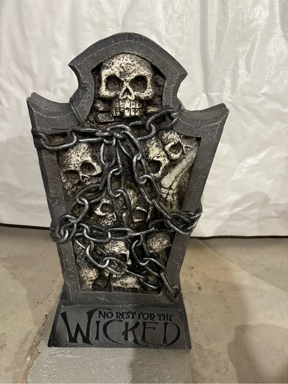 Helloween decor Black & Gray Gothic Skull Tombstone Home Art